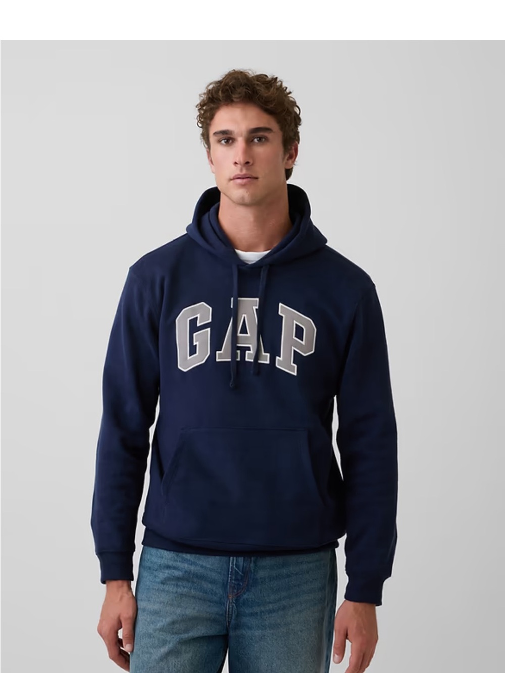 GAP Navy Blue Pullover Hoodie with White-Trim Logo